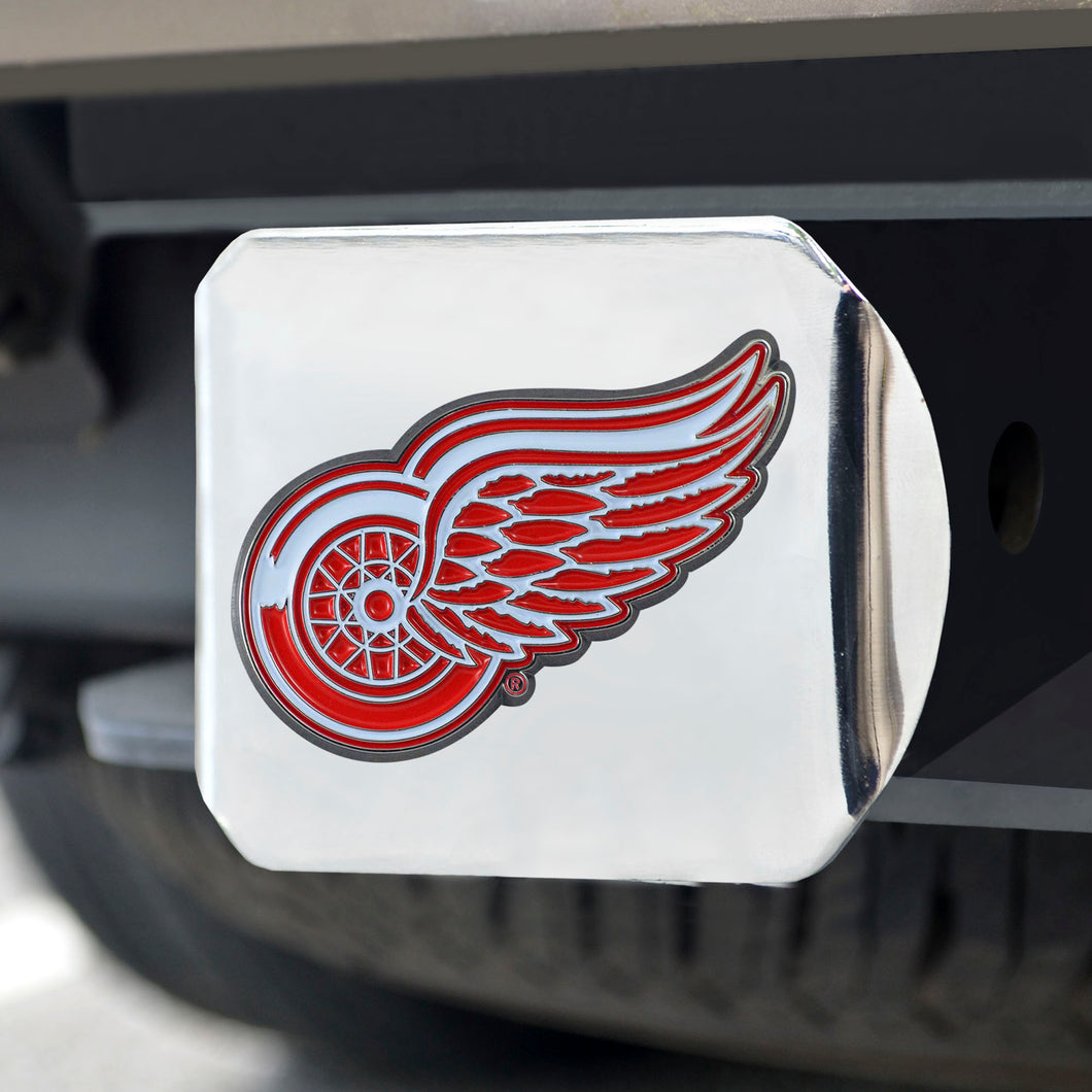 Detroit Red Wings Color Emblem On Chrome Hitch Cover