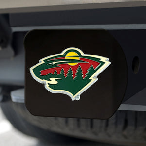 Minnesota Wild Color Emblem On Black Hitch Cover