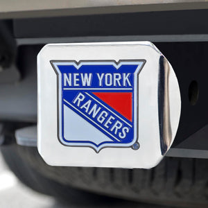 New York Rangers Color Emblem On Chrome Hitch Cover
