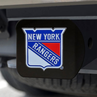 New York Rangers Color Emblem On Black Hitch Cover