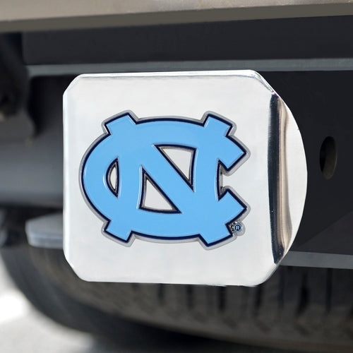 North Carolina Tar Heels Color Emblem On Chrome Hitch 