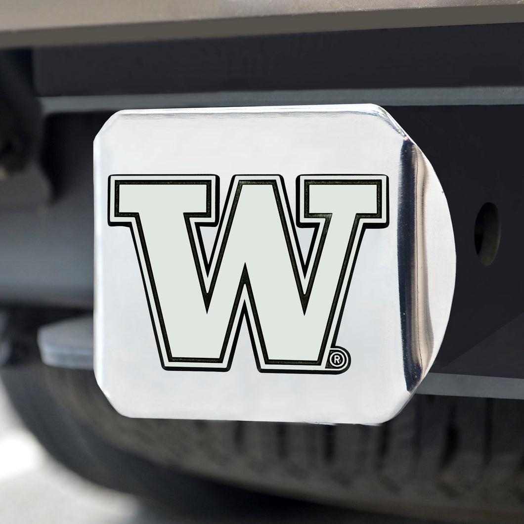 Washington Huskies Chrome Emblem On Chrome Hitch Cover