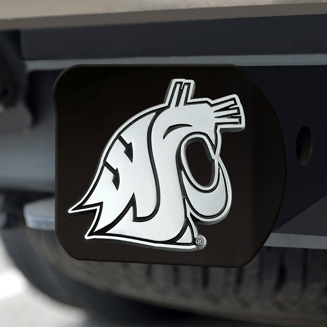 Washington State Cougars Chrome Emblem On Black Hitch Cover