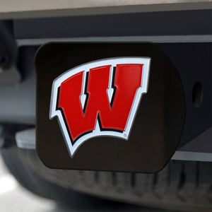Wisconsin Badgers Color Emblem On Black Hitch 