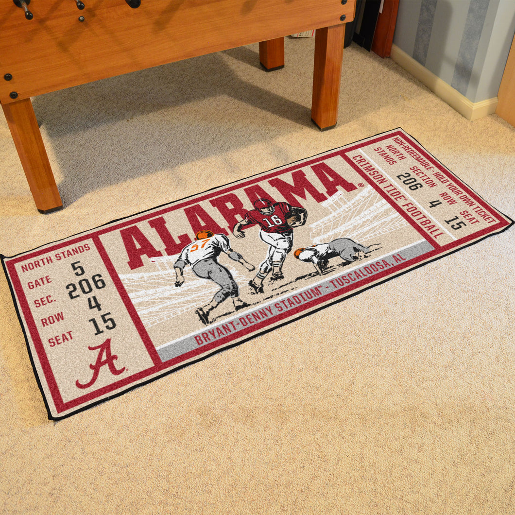 NCAA football fan gear Alabama Crimson Tide football ticket rug from Sports Fanz