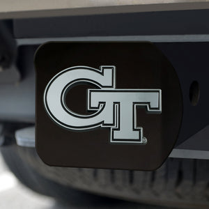 Georgia Tech Yellow Jackets Chrome Emblem On Black Hitch Cover