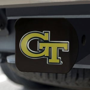 Georgia Tech Yellow Jackets Color Emblem On Black Hitch 