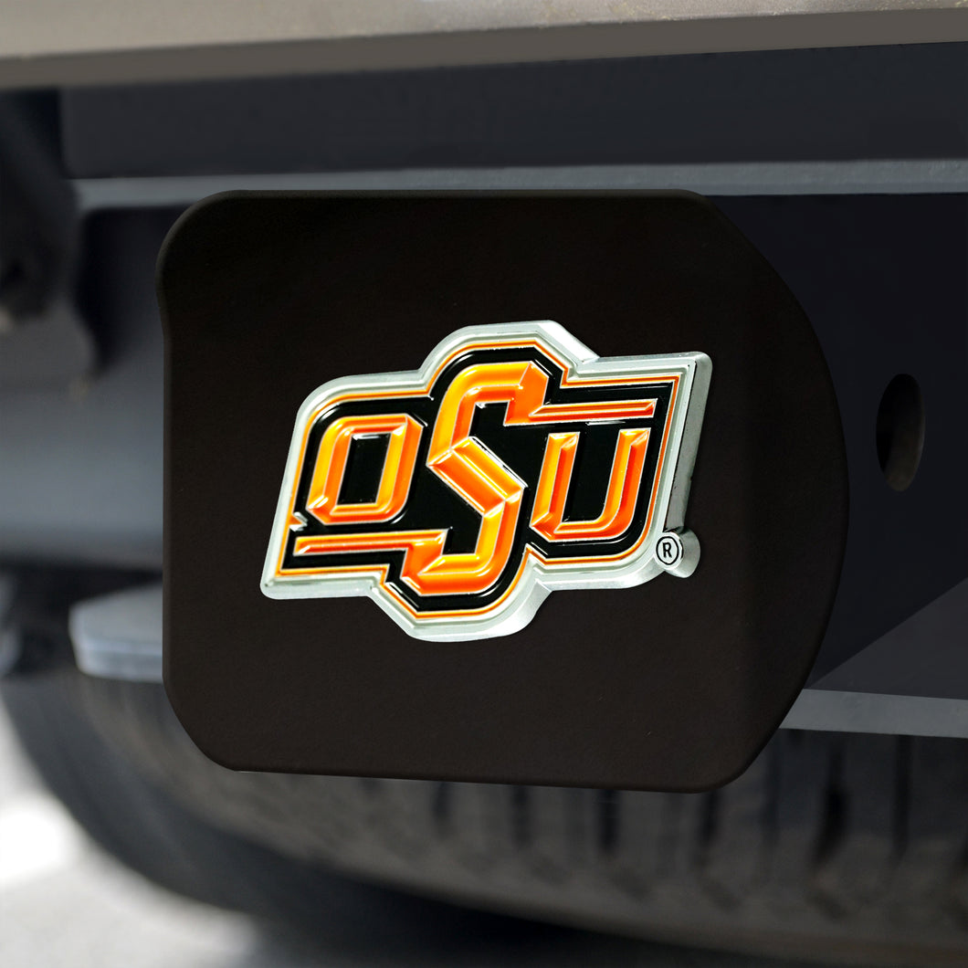 Oklahoma State Cowboys Color Emblem On Black Hitch 