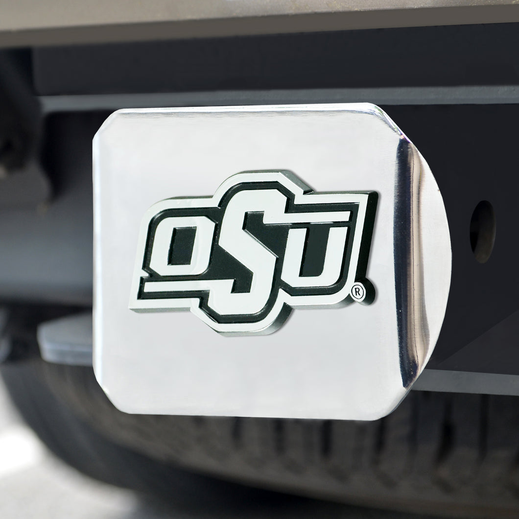 Oklahoma State Cowboys Chrome Emblem On Chrome Hitch Cover