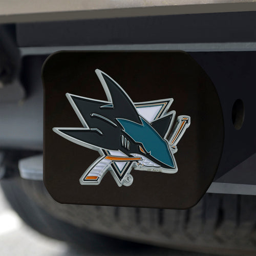 San Jose Sharks Color Emblem On Black Hitch Cover