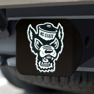 NC State Wolfpack Chrome Emblem On Black Hitch Cover