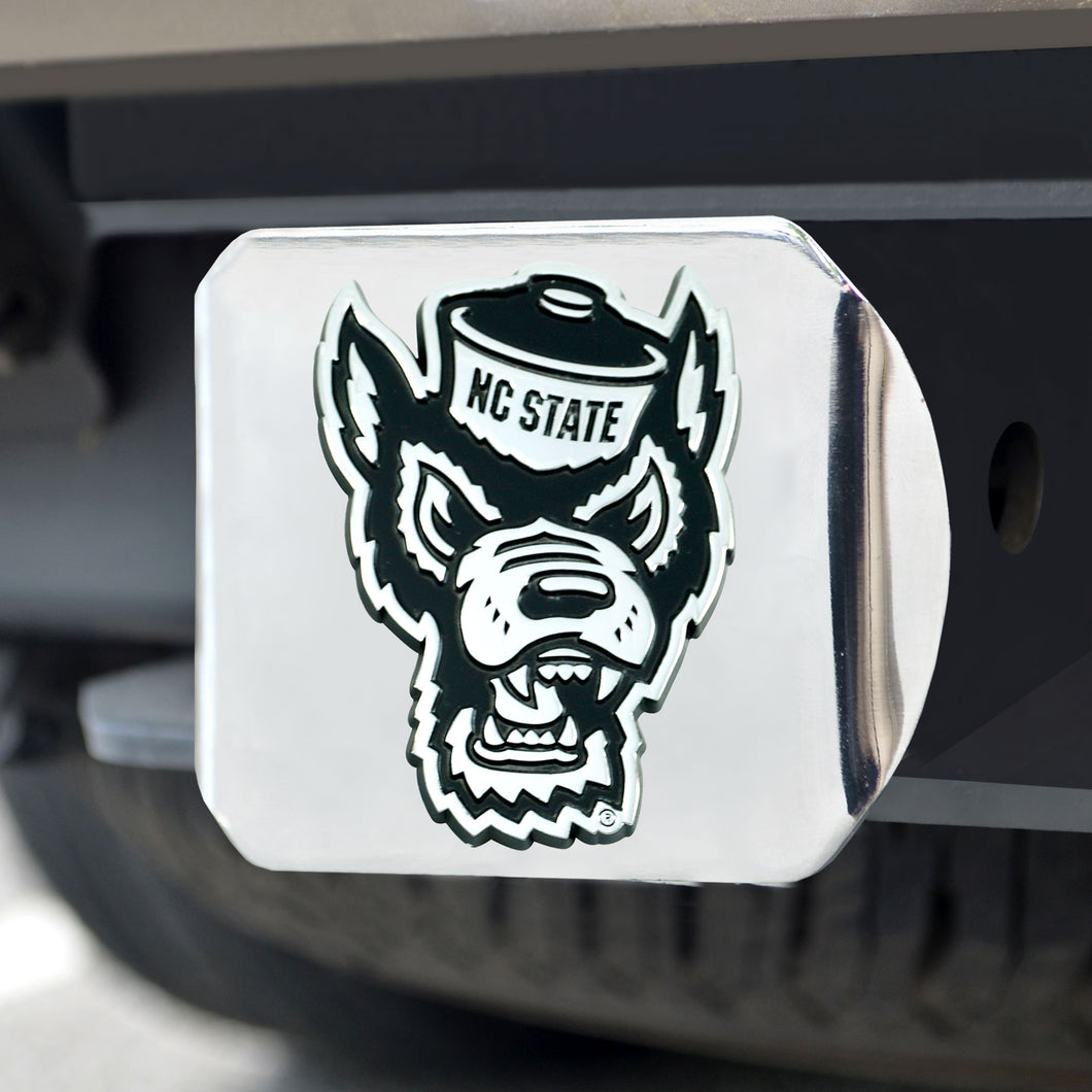 NC State Wolfpack Chrome Emblem On Chrome Hitch Cover