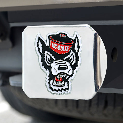 NC State Wolfpack Color Emblem On Chrome Hitch 