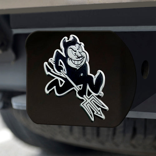 Arizona State Sun Devils Chrome Emblem On Black Hitch Cover
