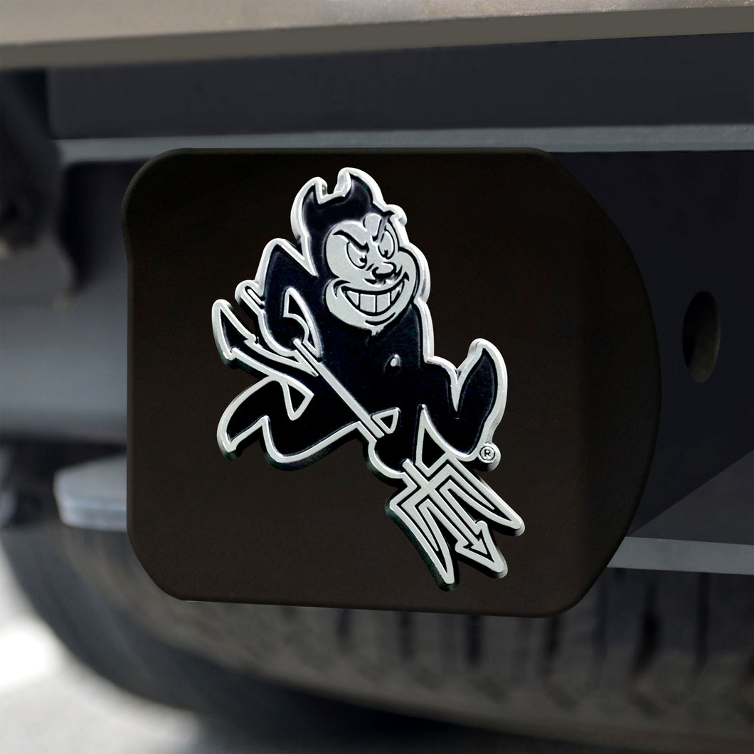 Arizona State Sun Devils Chrome Emblem On Black Hitch Cover
