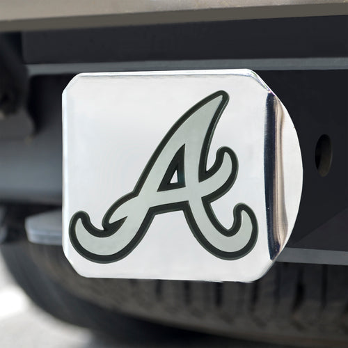 Atlanta Braves Chrome Emblem On Chrome Hitch Cover