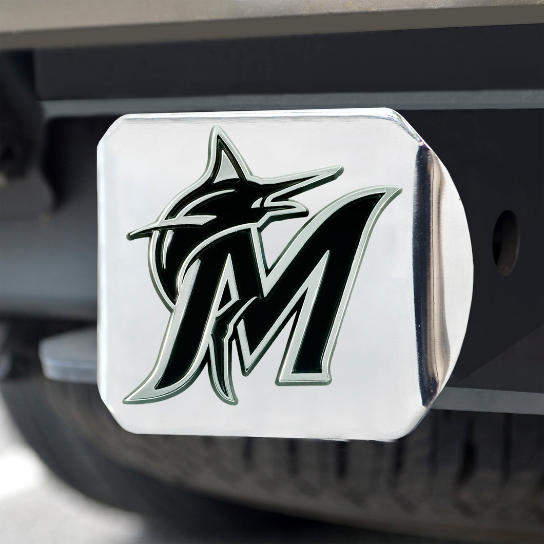 Miami Marlins Chrome Emblem On Chrome Hitch Cover
