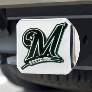 Milwaukee Brewers Chrome Emblem On Chrome Hitch Cover