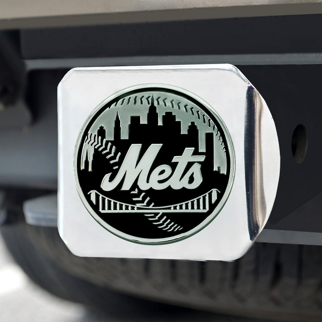 New York Mets Chrome Emblem On Chrome Hitch Cover
