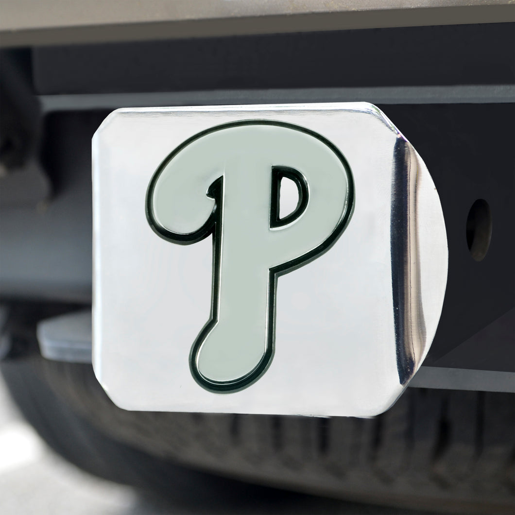 Philadelphia Phillies Chrome Emblem On Chrome Hitch Cover
