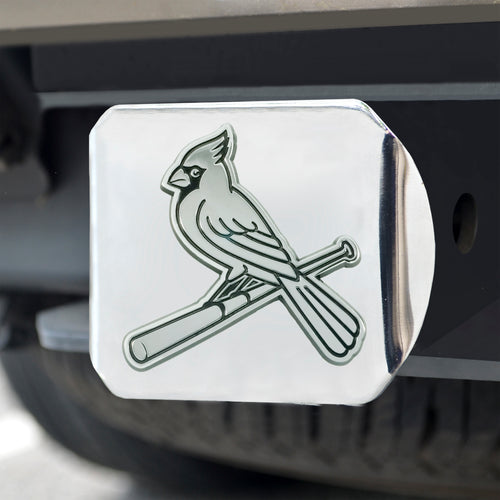St. Louis Cardinals Chrome Emblem On Chrome Hitch Cover w/Bat