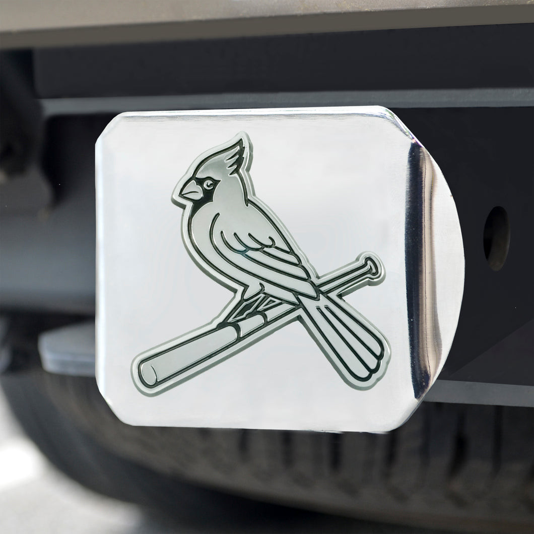 St. Louis Cardinals Chrome Emblem On Chrome Hitch Cover w/Bat