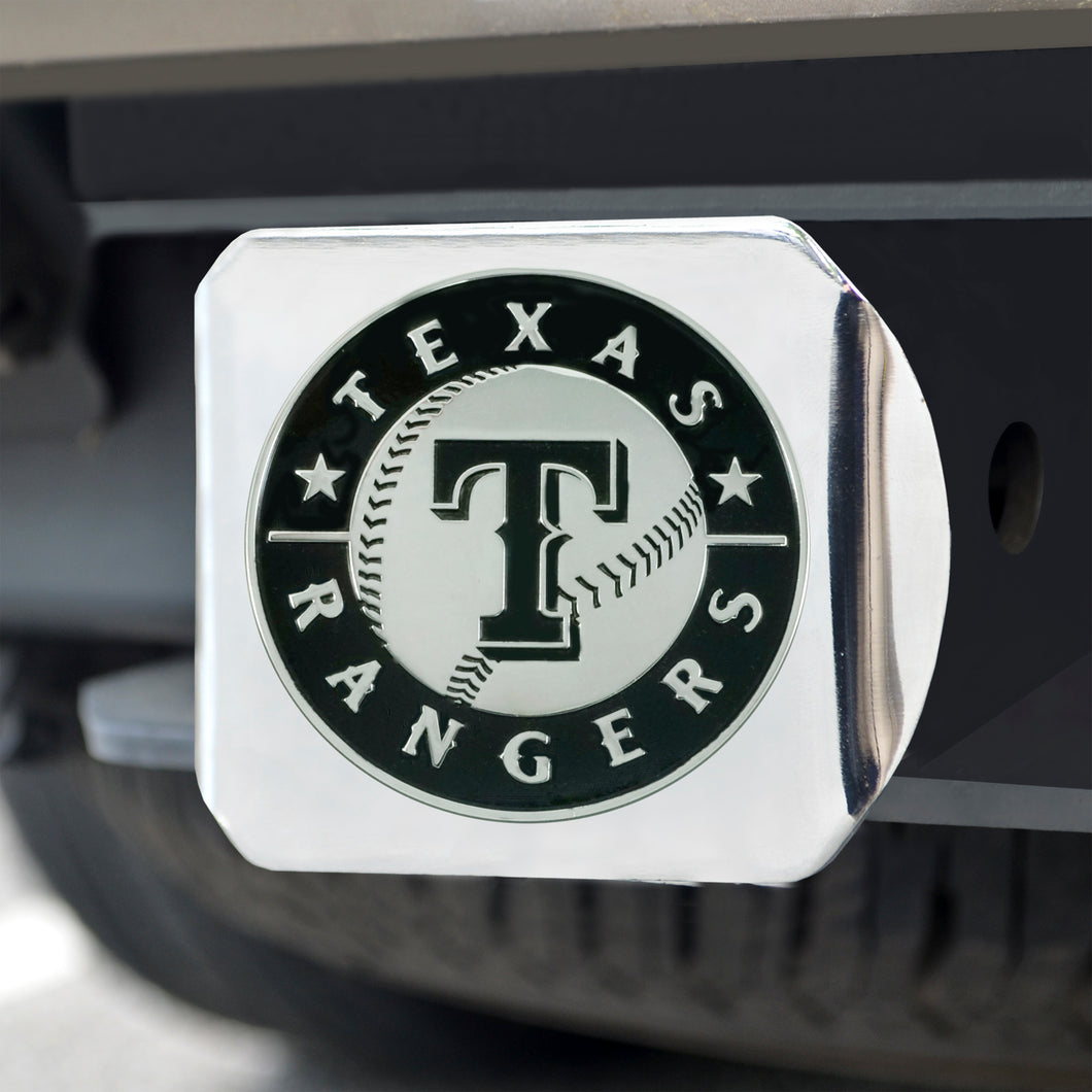 Texas Rangers Chrome Emblem On Chrome Hitch Cover