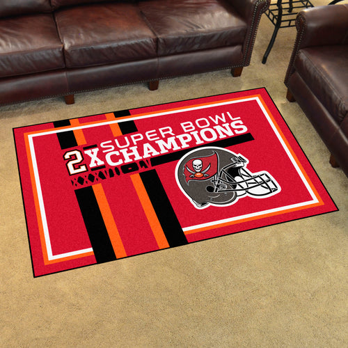 Tampa Bay Buccaneers Super Bowl LV Champions Plush Rug - 4'x6'