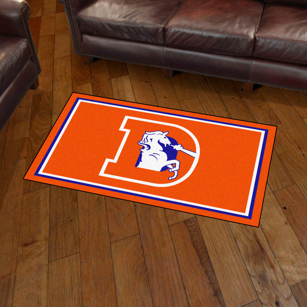 Denver Broncos Retro Logo Plush Rug 3'x5' Sports Fanz