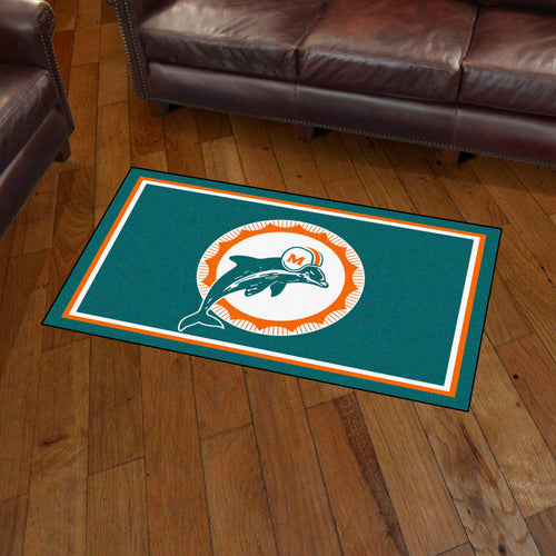 Miami Dolphins Retro Logo Plush Rug - 3'x5'