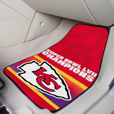 Kansas City Chiefs Super Bowl Champions 2-piece Carpet Car Mats - 18