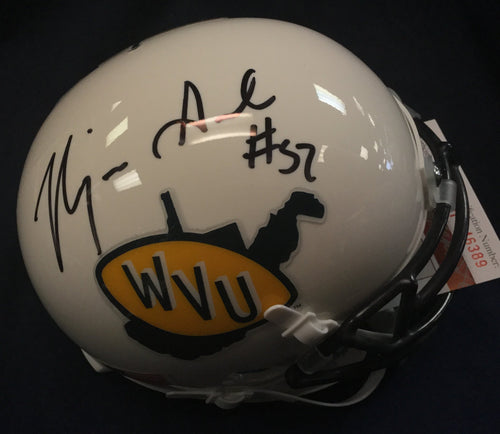 wvu football, najee goode autographed wvu mini helmet