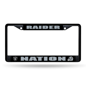 Oakland Raiders, Raiders Nation Black Chrome License Plate Frame 