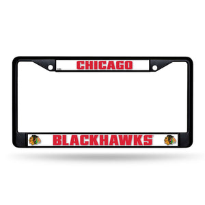 Chicago Blackhawks Black Chrome License Plate Frame