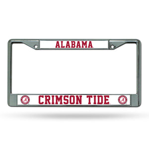 NCAA fan gear Alabama Crimson Tide chrome license plate frame from Sports Fanz