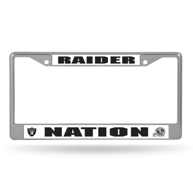 Oakland Raiders, Raiders Nation Chrome License Plate Frame 