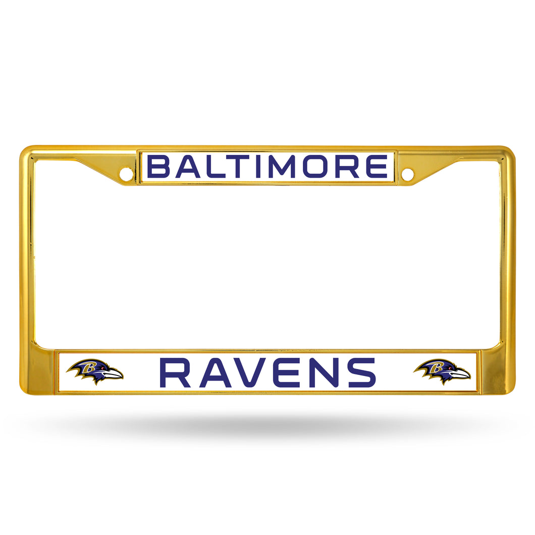 Baltimore Ravens Gold Color Chrome License Plate Frame 