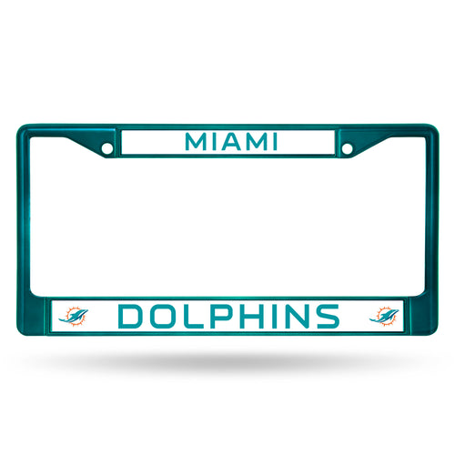 Miami Dolphina Aqua Color Chrome License Plate Frame  #2