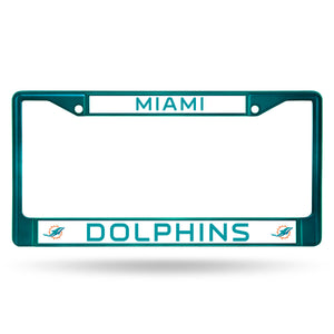 Miami Dolphina Aqua Color Chrome License Plate Frame  #2
