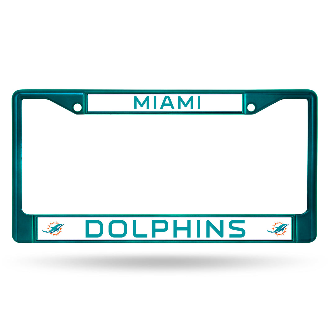 Miami Dolphina Aqua Color Chrome License Plate Frame  #2