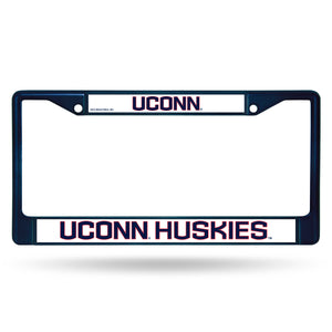 Connecticut Huskies Navy Chrome License Plate Frame