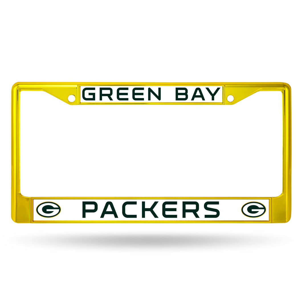 Green Bay Packers Yellow Color Chrome License Plate Frame 