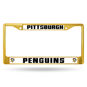 Pittsburgh Penguins Gold  Color Chrome License Plate Frame
