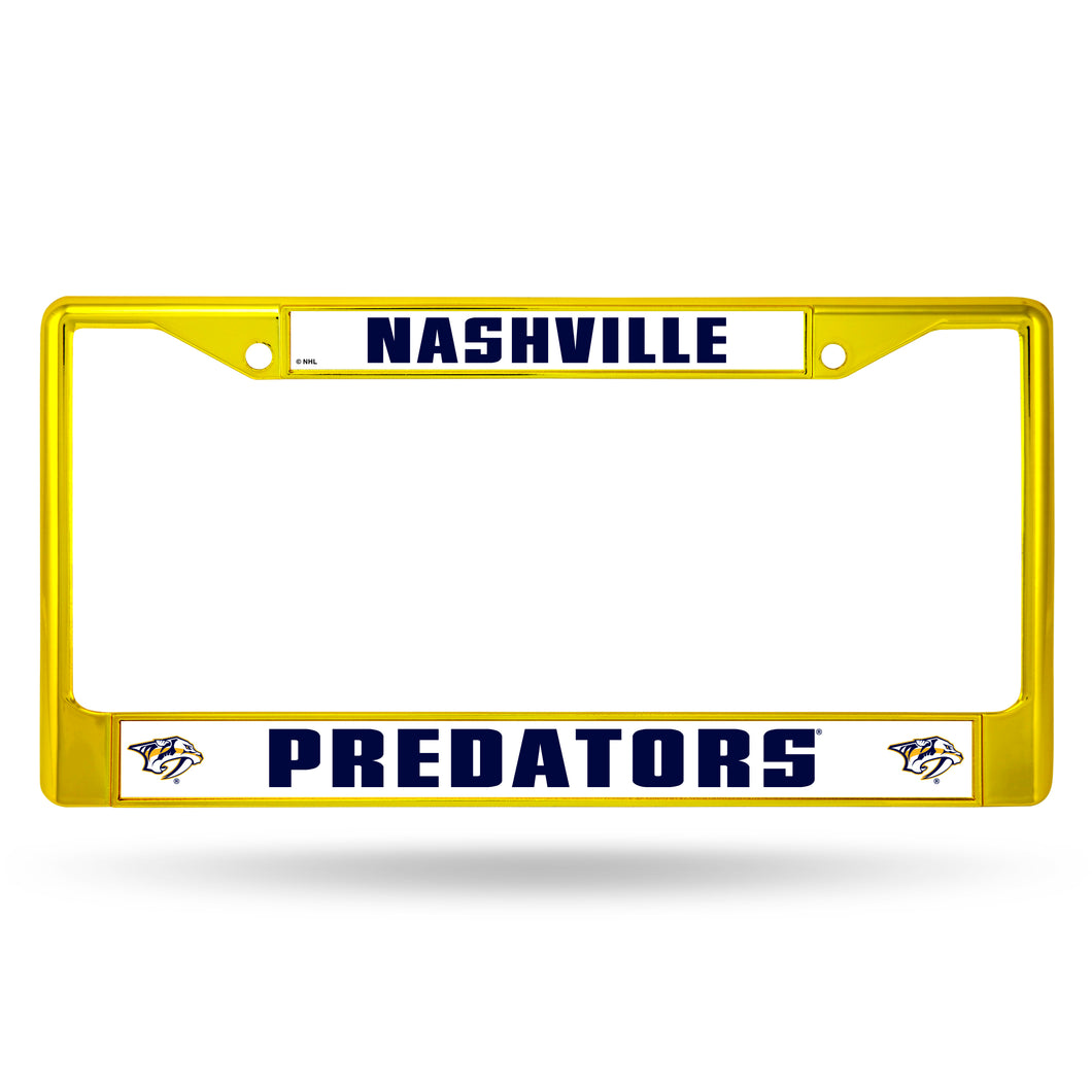 Nashville Predators Yellow Color Chrome License Plate Frame