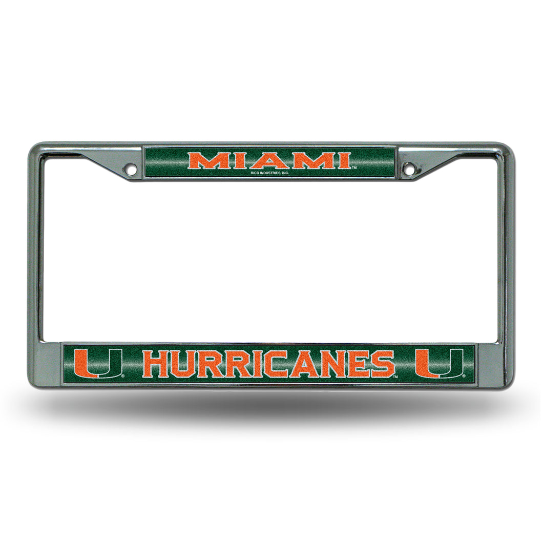 Miami Hurricanes Bling Chrome License Plate Frame 