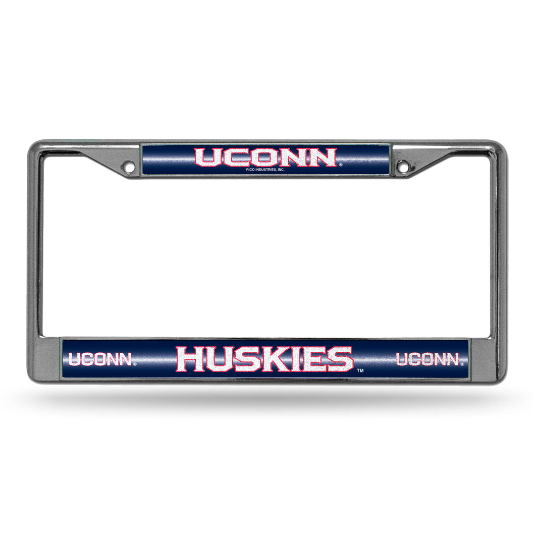 Connecticut Huskies Bling Chrome License Plate Frame
