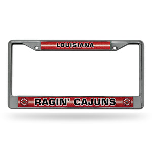 Louisiana Lafayette Rajin' Cajuns Bling Chrome License Plate Frame