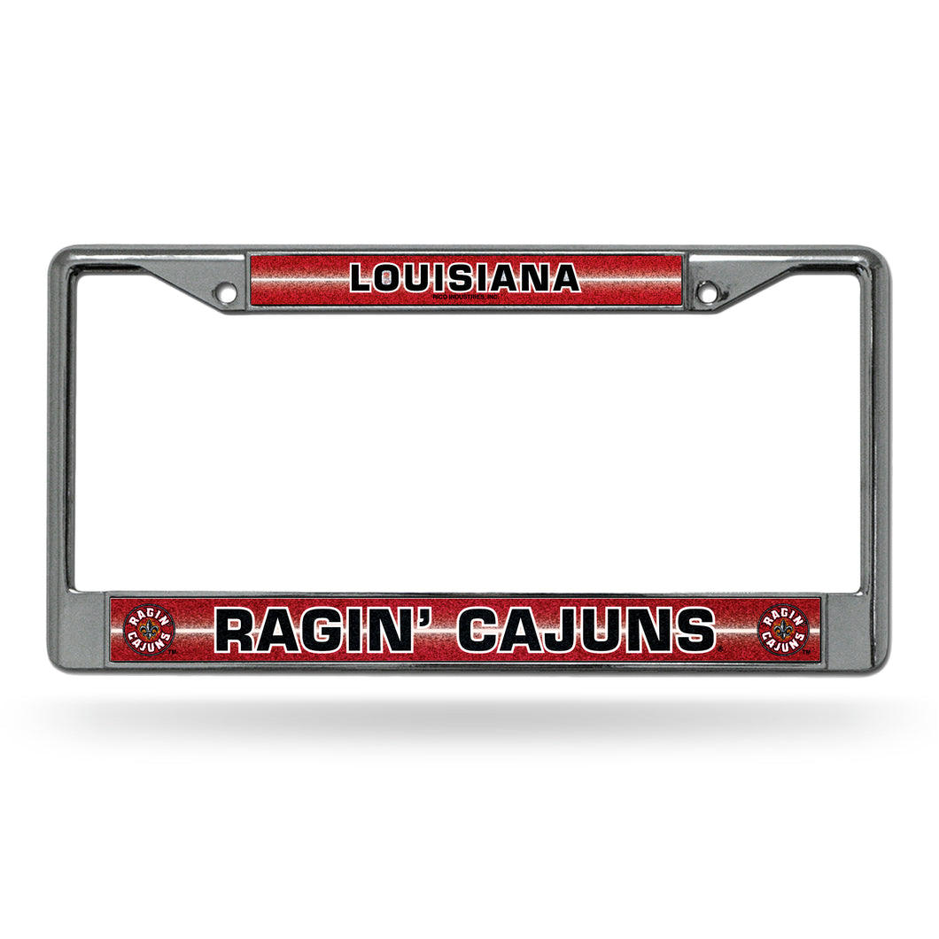 Louisiana Lafayette Rajin' Cajuns Bling Chrome License Plate Frame