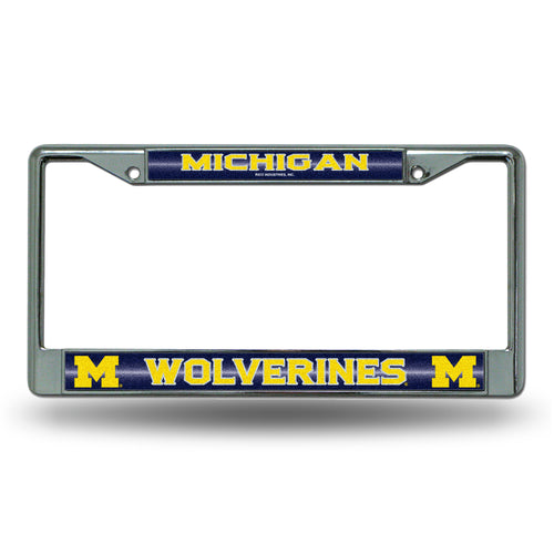Michigan Wolverines Bling Chrome License Plate Frame 
