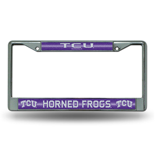 TCU Horned Frogs Bling Chrome License Plate Frame 